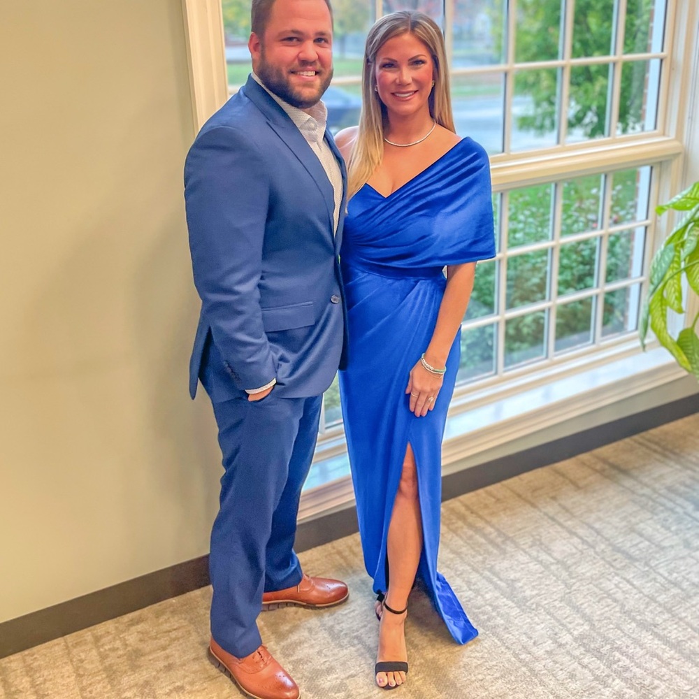 Blue velvet gown